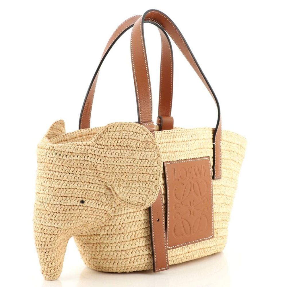 Loewe Elephant Basket Tote Raffia Small Neutral - Picture 3 of 7
